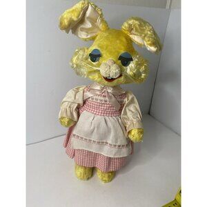 Gund Creations Plush Yellow Bunny Rabbit‎ J. Swedlin Dress Hearts Vintage 18”